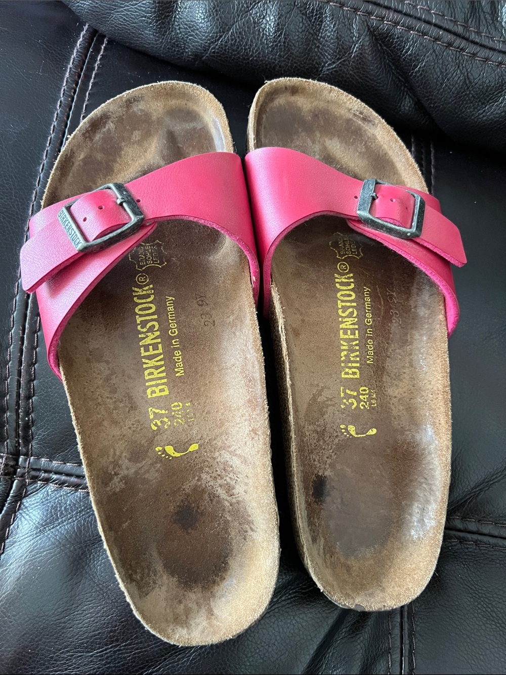 Birkenstock Single Strap Sandals in Hot Pink